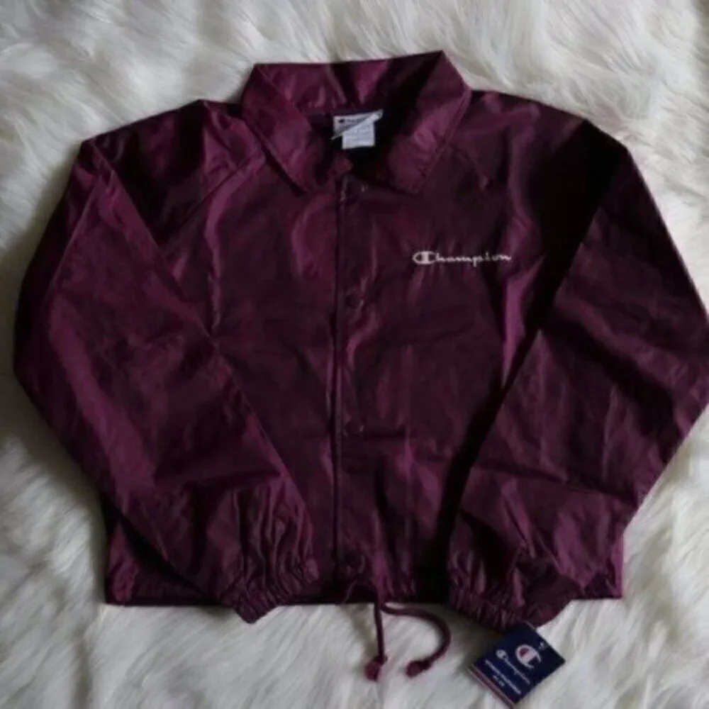 NWOT Champion Purple Track jacket Size Medium. Size XL Windbreaker Cropped